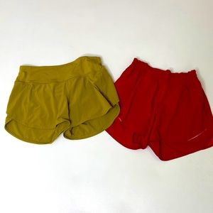 Lot of 2 Lululemon Womens Shorts Red and Green Size 6